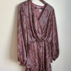 Adrienne Annette Dress - Pink and Purple Snake Print Long Sleeve NWT